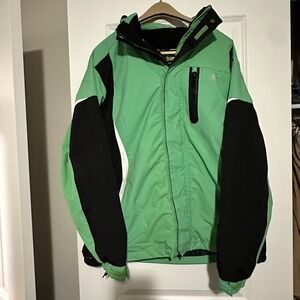 Trespass TP75 Mens Green Black Waterproof Breathable Ski Jacket Hooded Medium